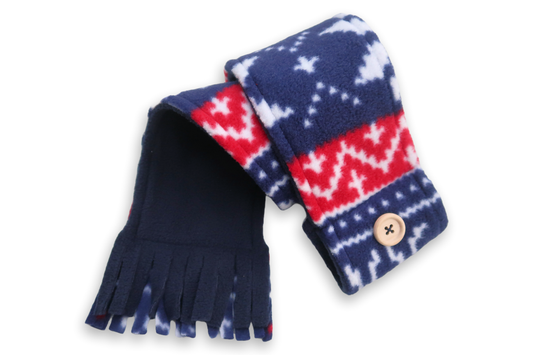 Winter Nordic Dog Navy Polar Fleece Scarf