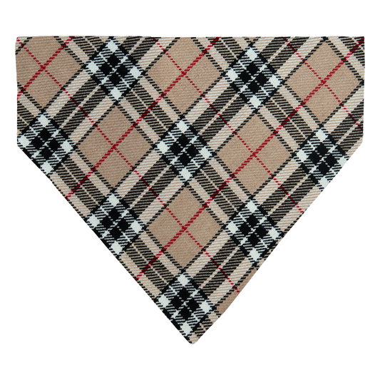 Beige Tartan Dog Bandana