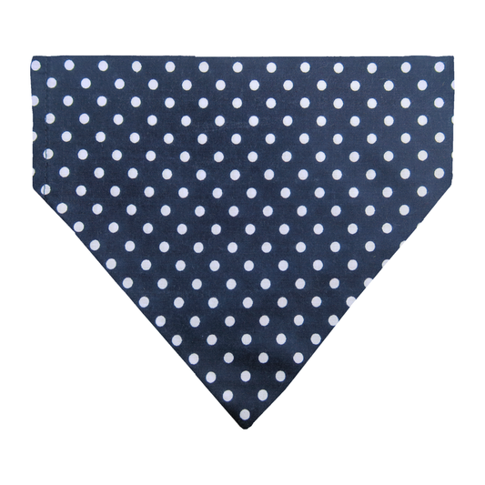 Navy with White Polka Dot Dog Bandana