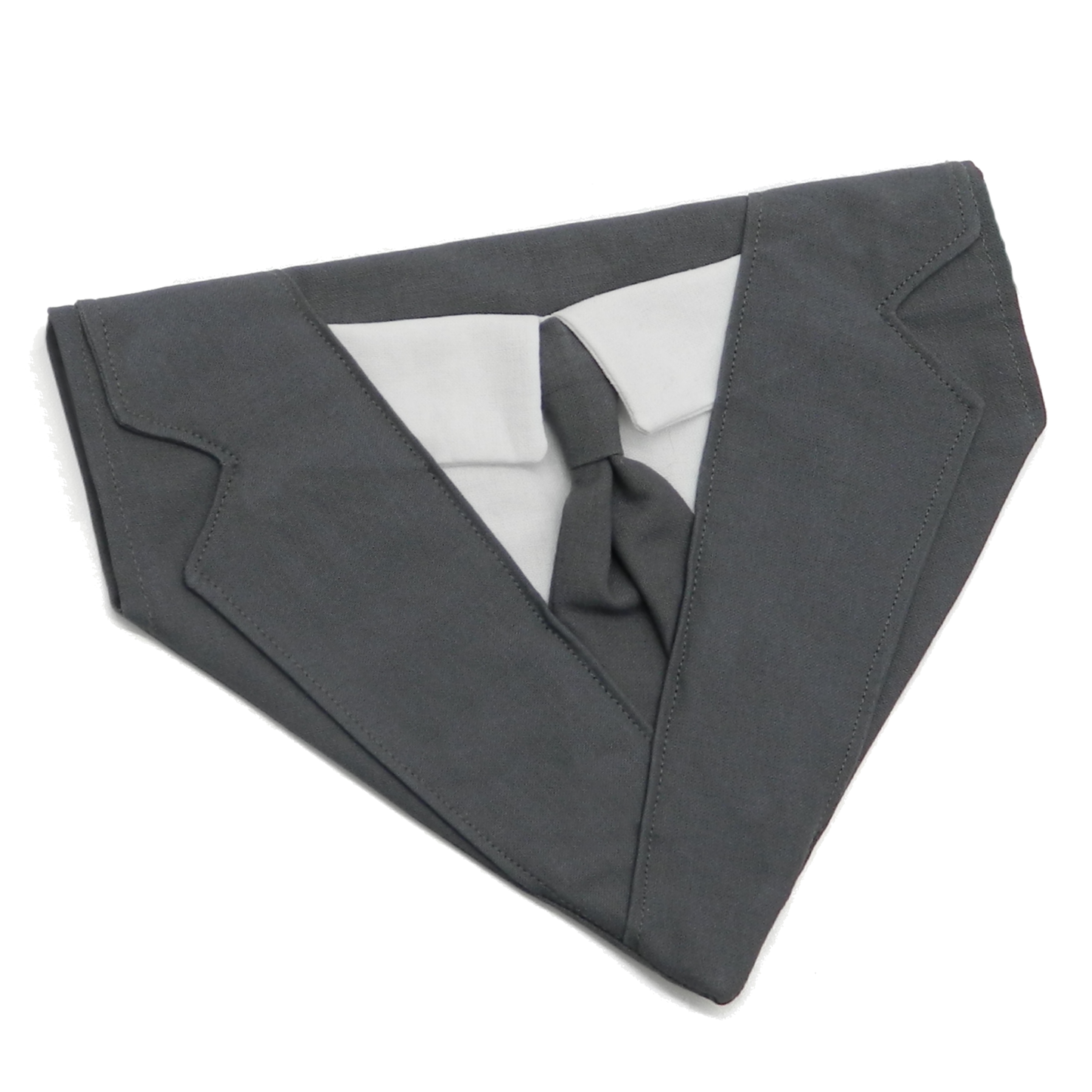 Wedding Dark Grey Suit with Shirt and Tie Dog Bandana