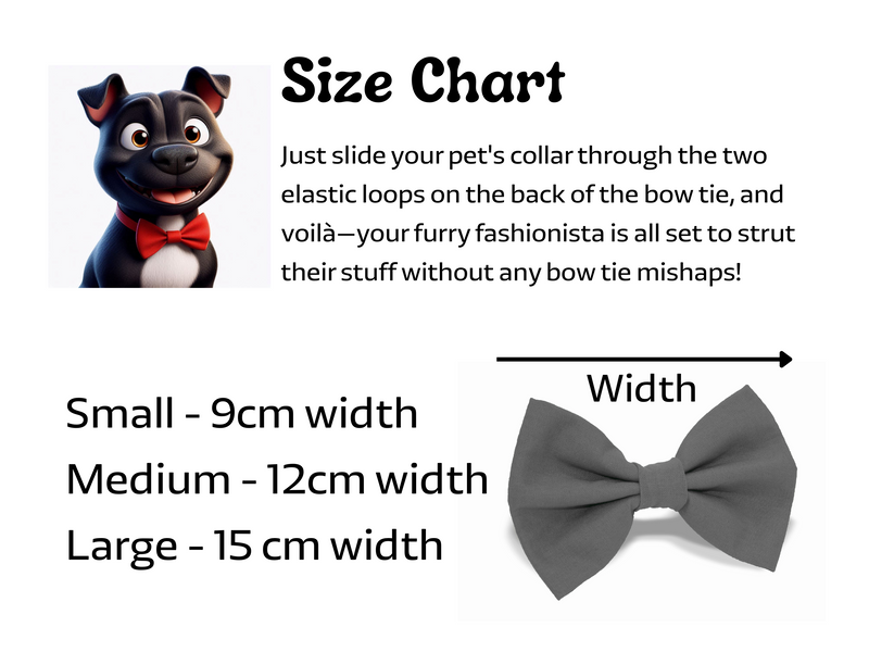 Dog bow tie size chart - over the collar