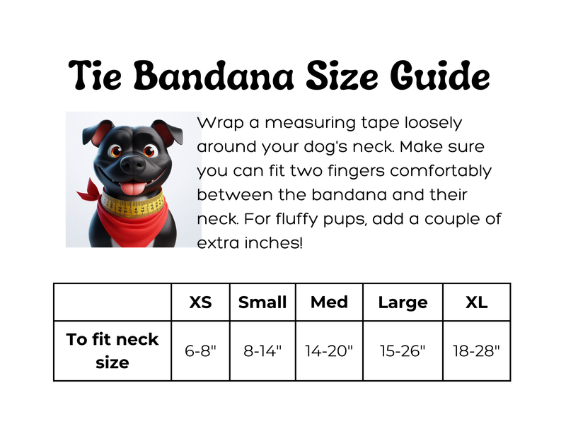 Tie around the neck dog bandana size guide