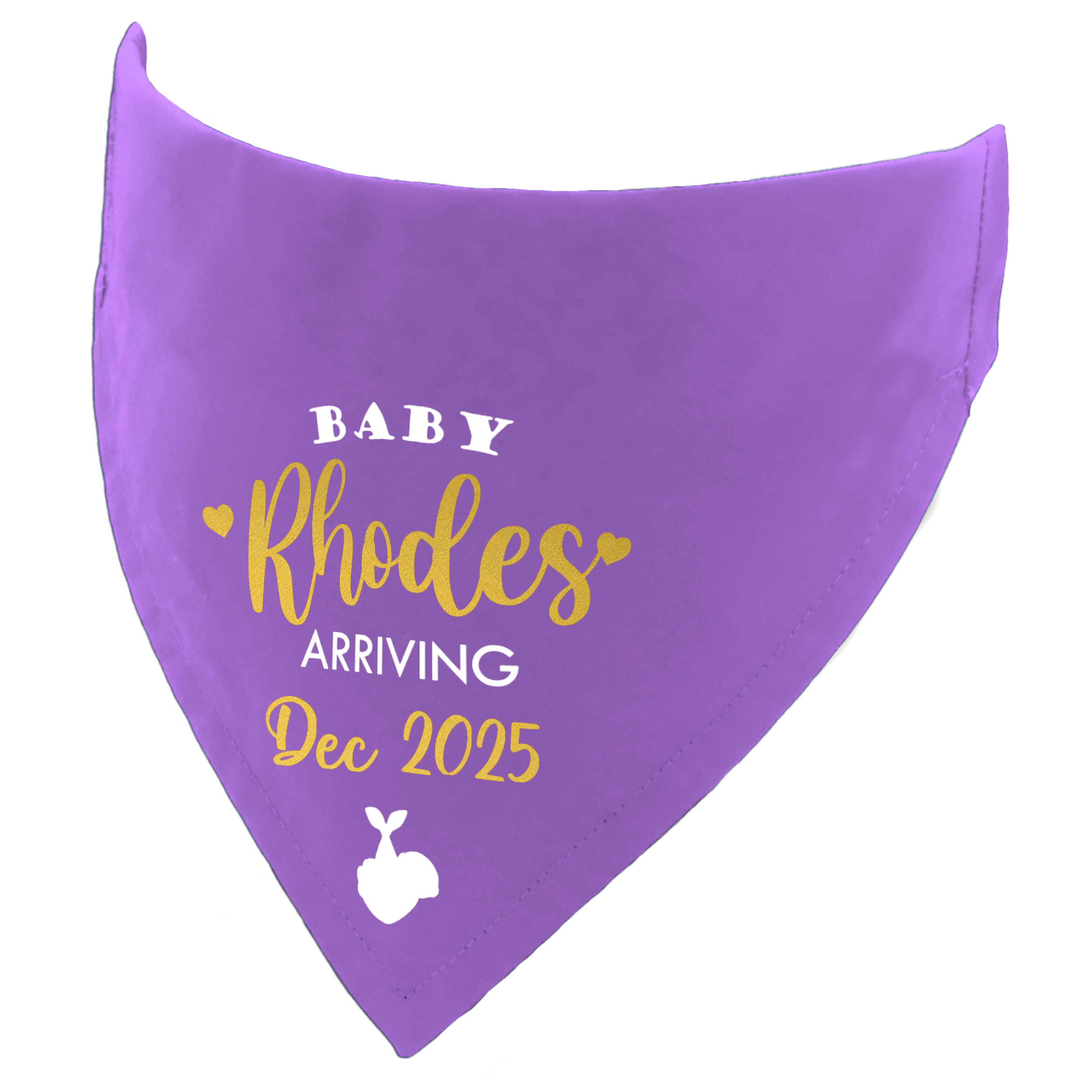 Baby Family Name and Due Date Dog Bandana