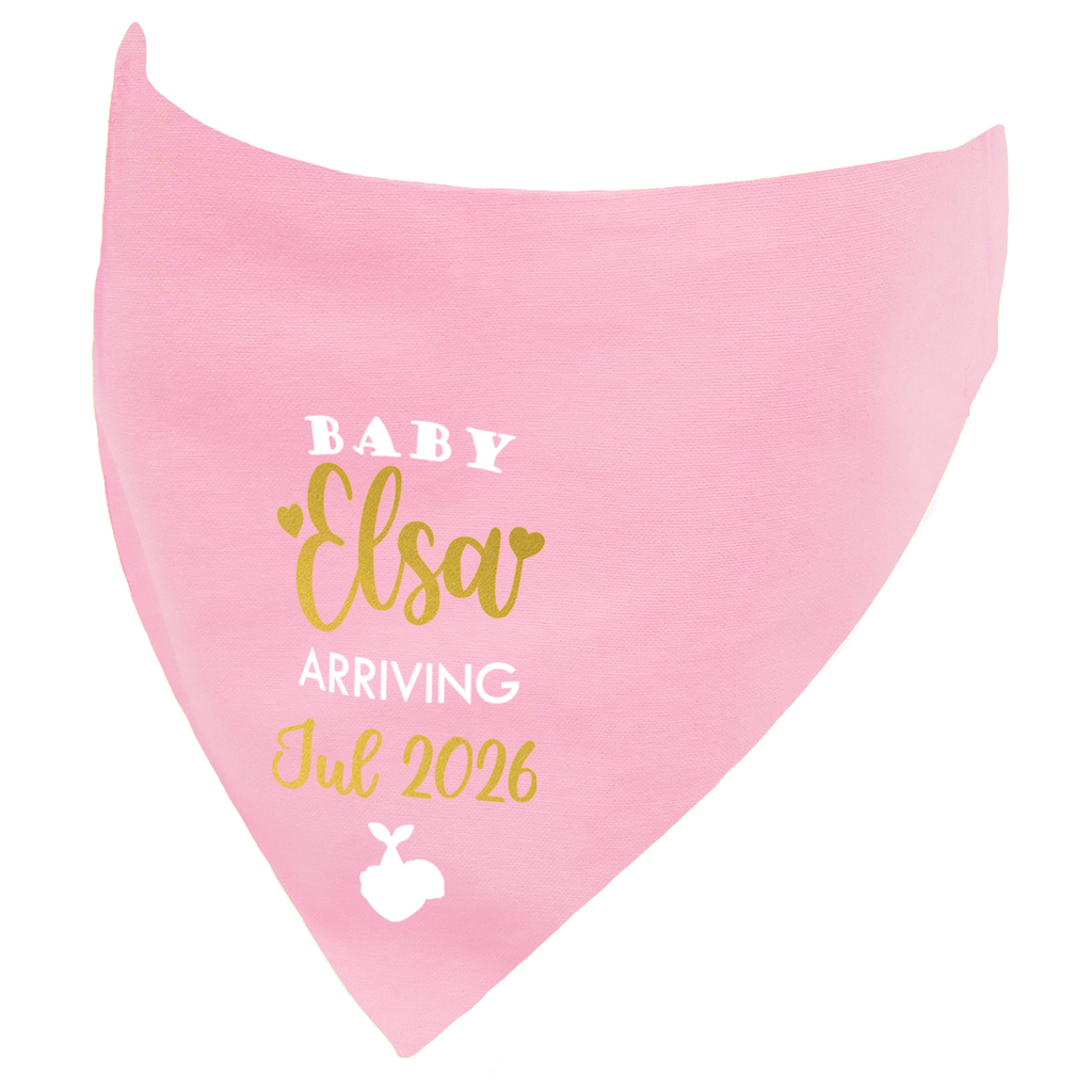 Baby Family Name and Due Date Dog Bandana