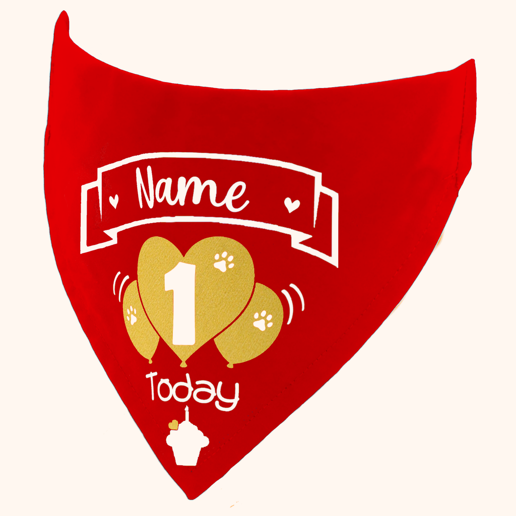 Birthday Balloons Dog Bandana – Custom Name & Age