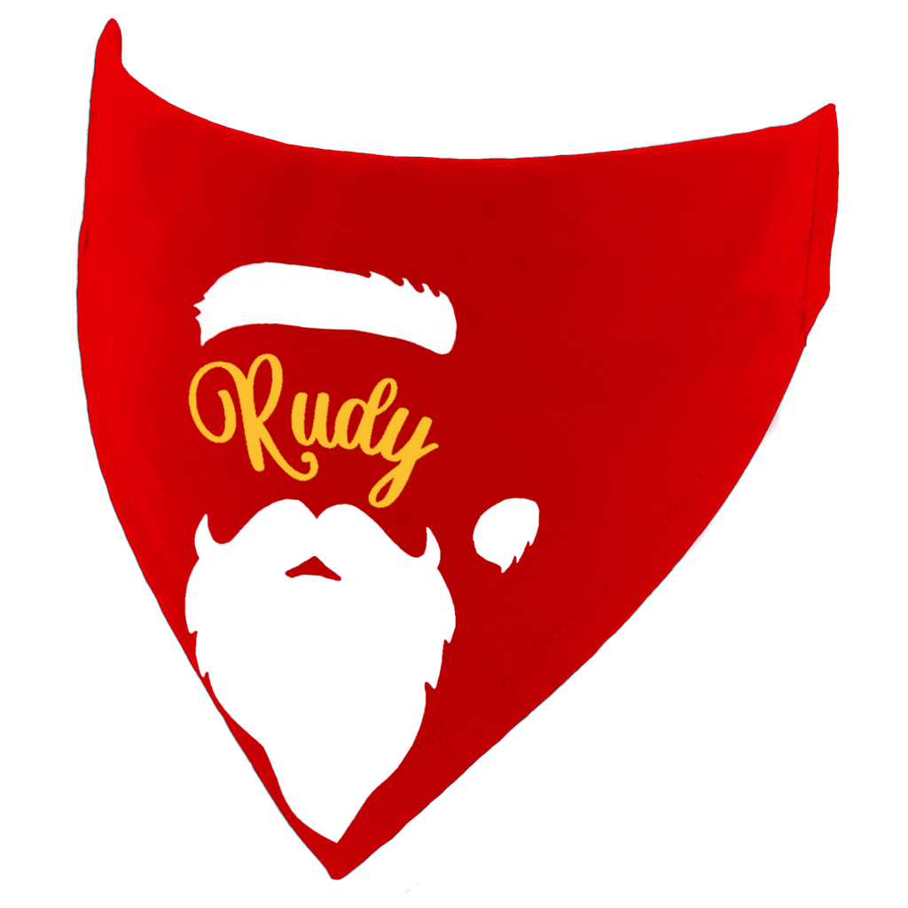 Father Christmas Hat & Beard Personalised Dog Name Bandana