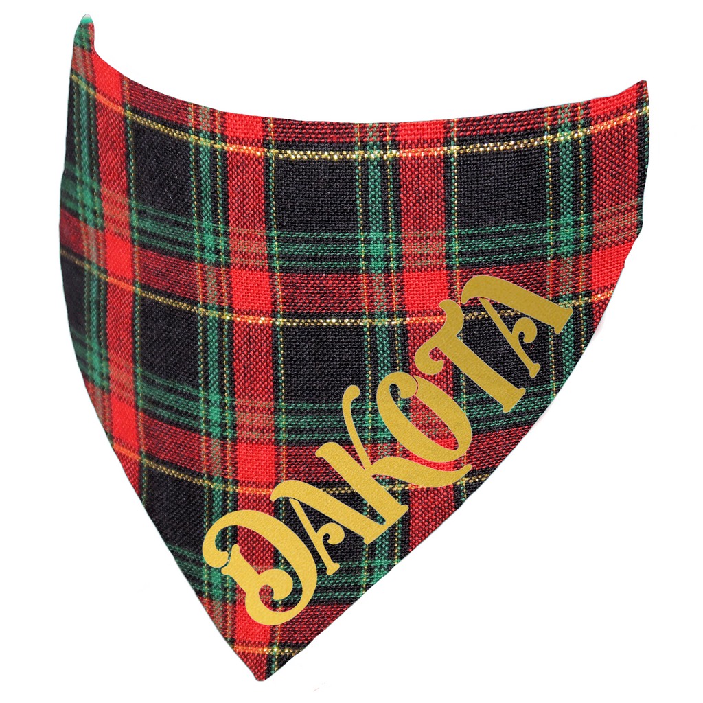 Red & Green Personalised Tartan Dog Bandana