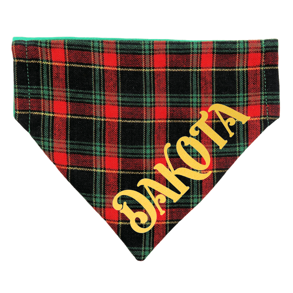 Red & Green Personalised Tartan Dog Bandana