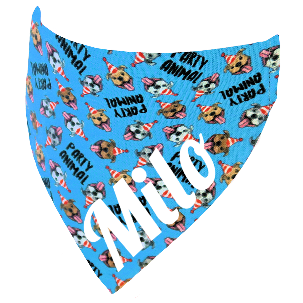 Party Animal Print Birthday Dog Bandana - Personalised with their Name.