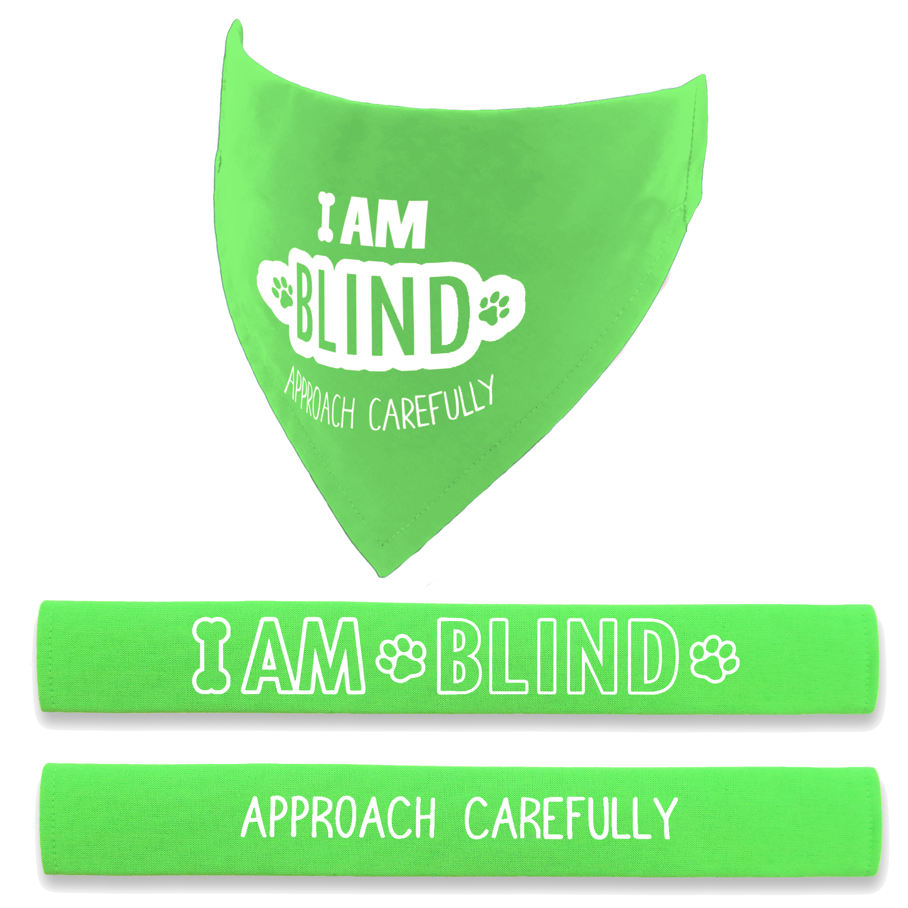 I am Blind Dog - Approach Carefully Over the Collar Dog Bandana and Lead Sleeve Set