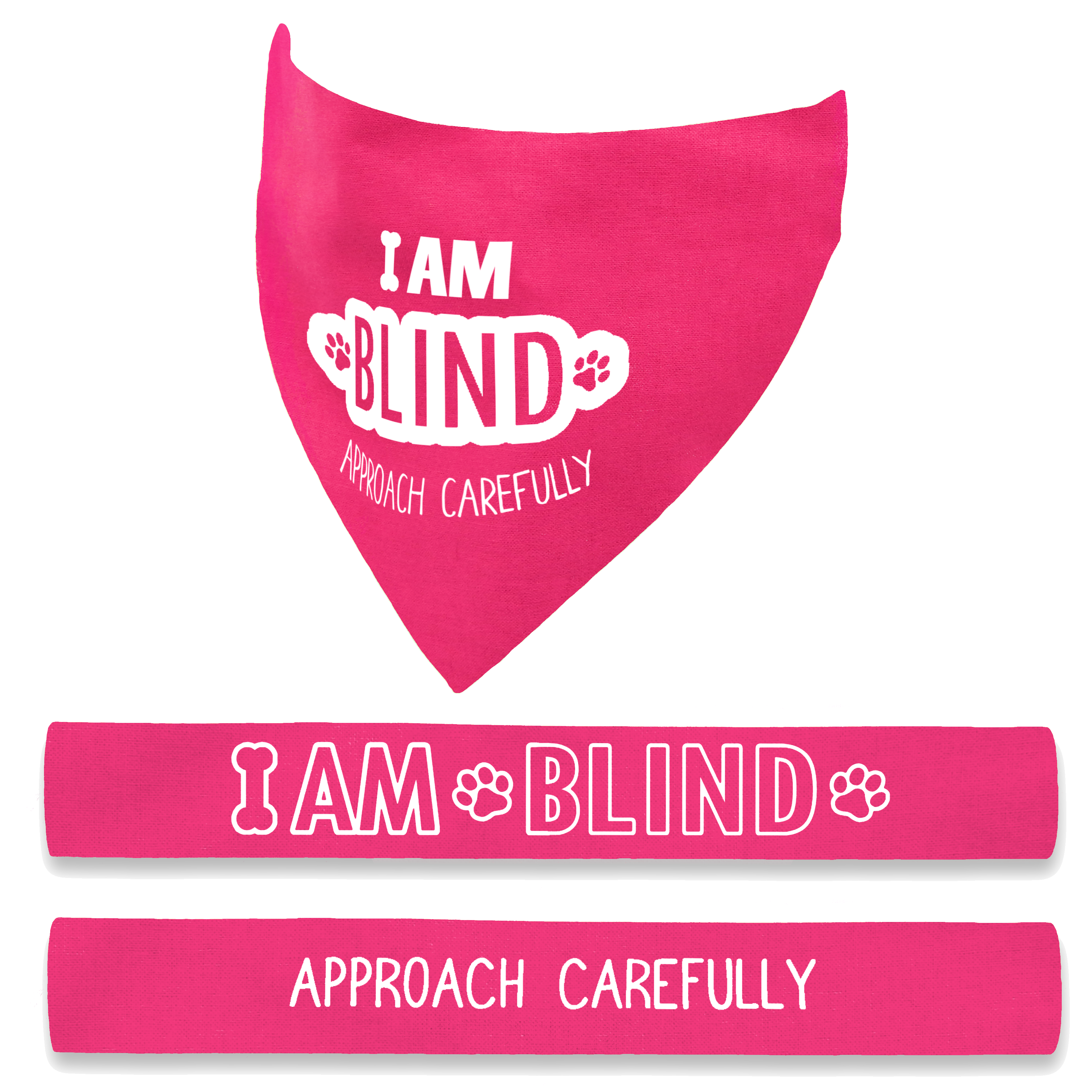 I am Blind Dog - Approach Carefully Over the Collar Dog Bandana and Lead Sleeve Set