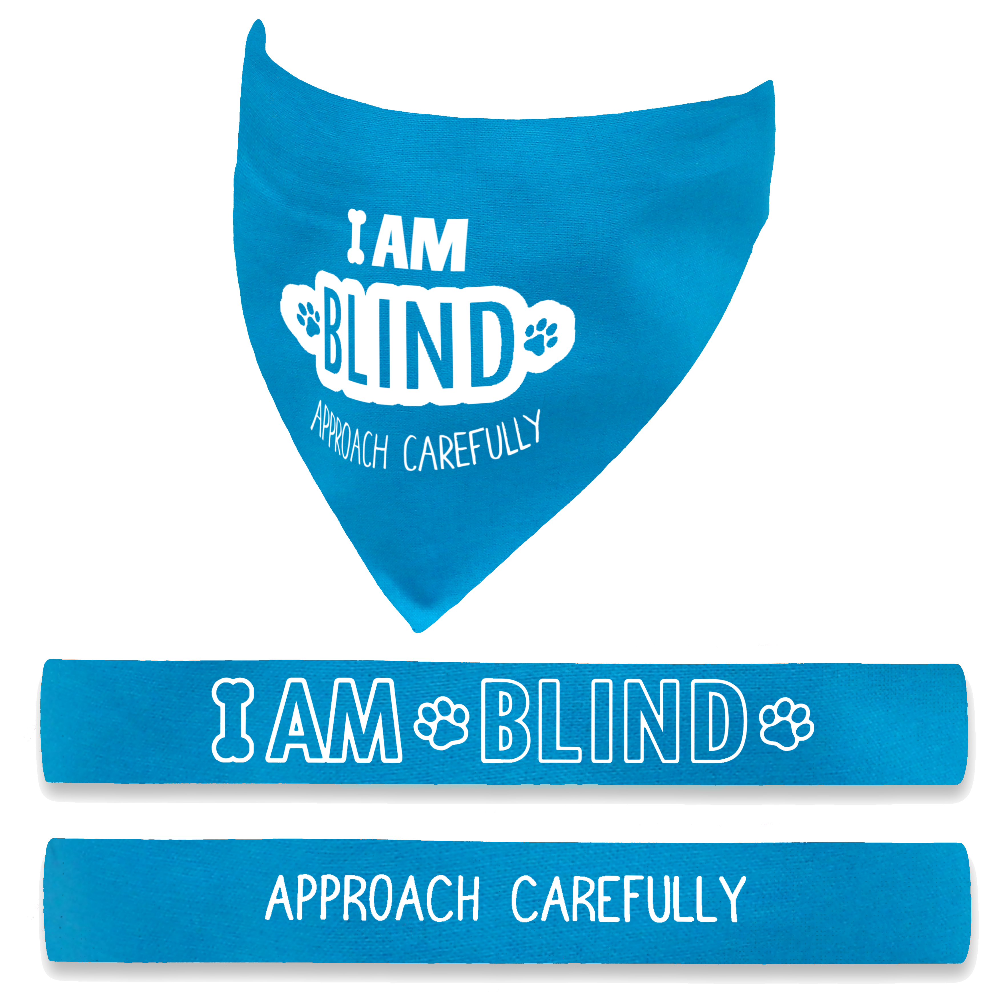 I am Blind Dog - Approach Carefully Over the Collar Dog Bandana and Lead Sleeve Set