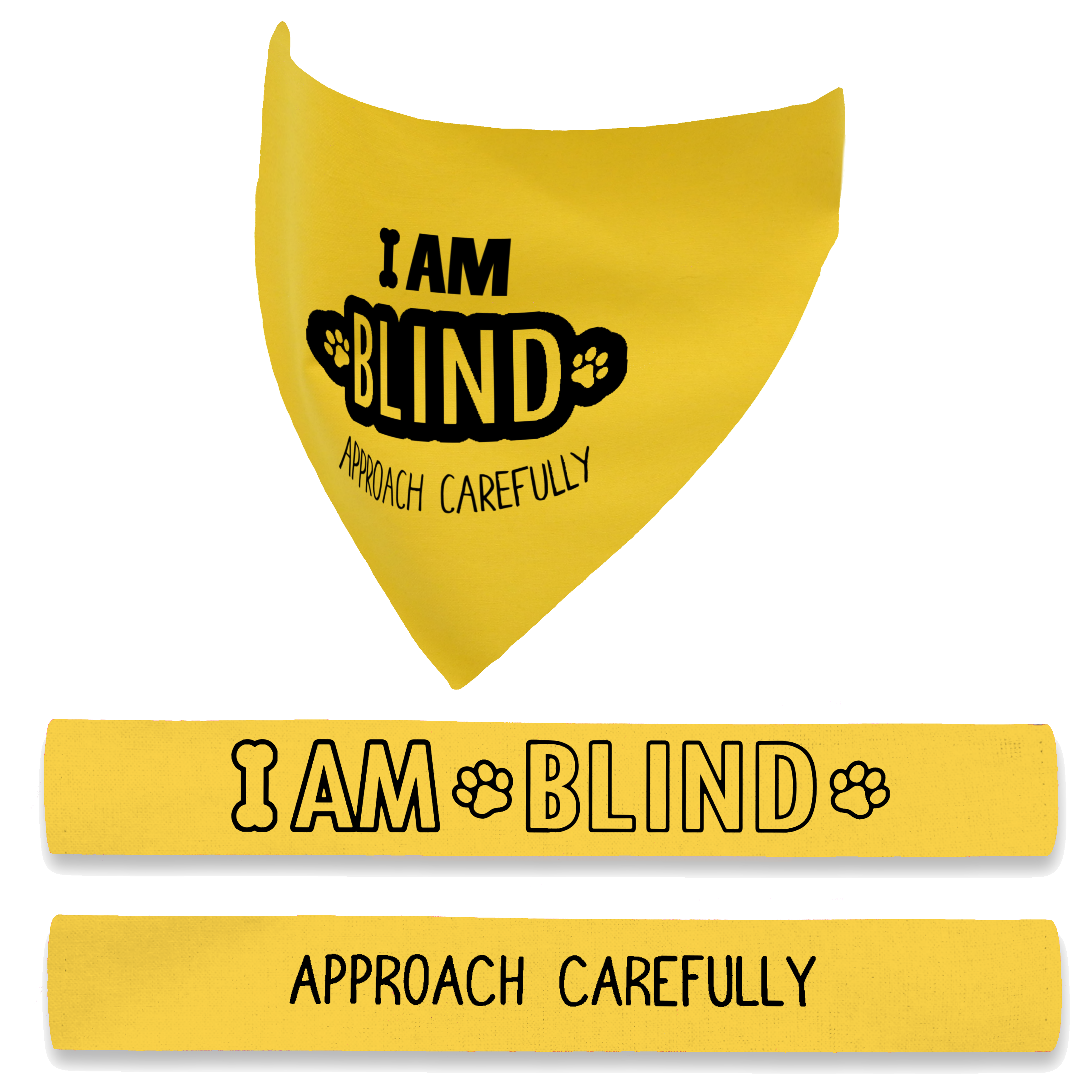 I am Blind Dog - Approach Carefully Over the Collar Dog Bandana and Lead Sleeve Set