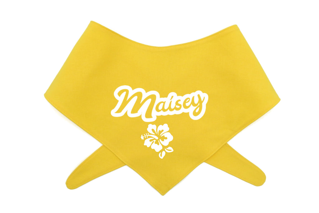 Personalised Hawaiian Hibiscus Flower Tie on Dog Bandana