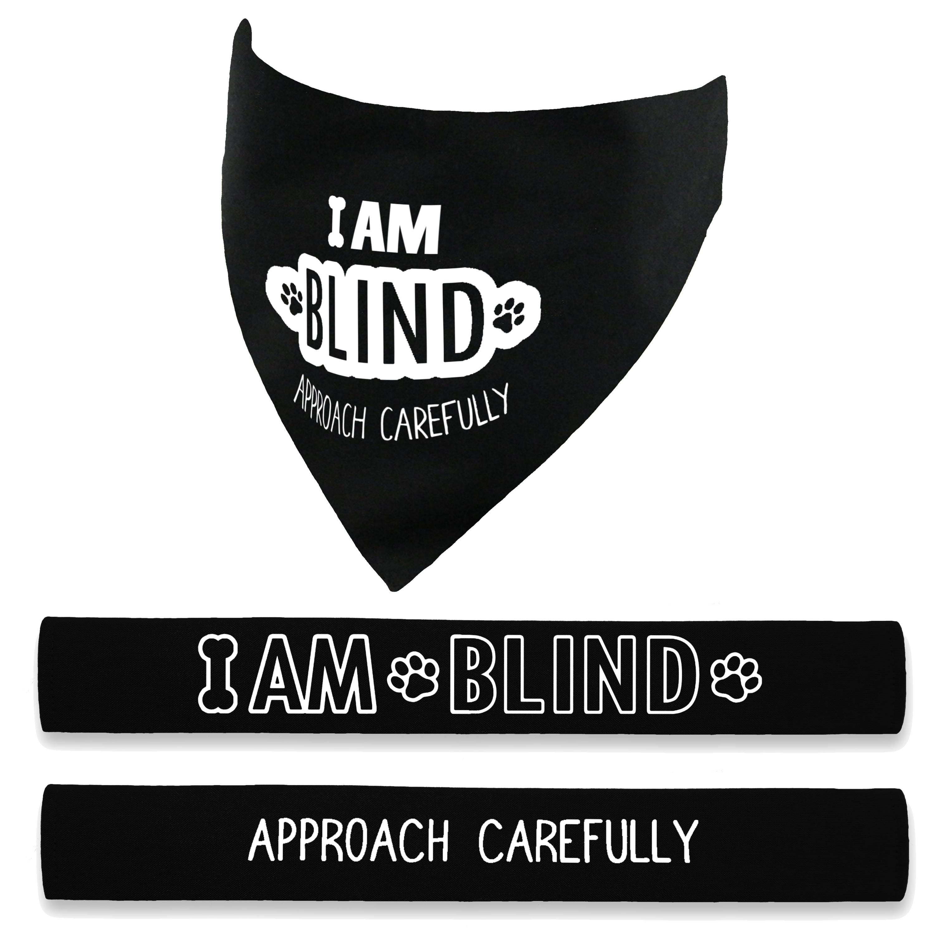 I am Blind Dog - Approach Carefully Over the Collar Dog Bandana and Lead Sleeve Set