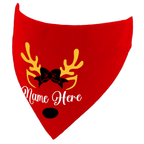 Christmas Reindeer Antlers & Bow Dog Bandana – Personalised