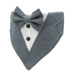 Dark Grey Wedding Tuxedo with Shirt and Bow Tie Dog Bandana