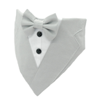 Silver Grey Wedding Tuxedo with Shirt and Bow Tie Dog Bandana