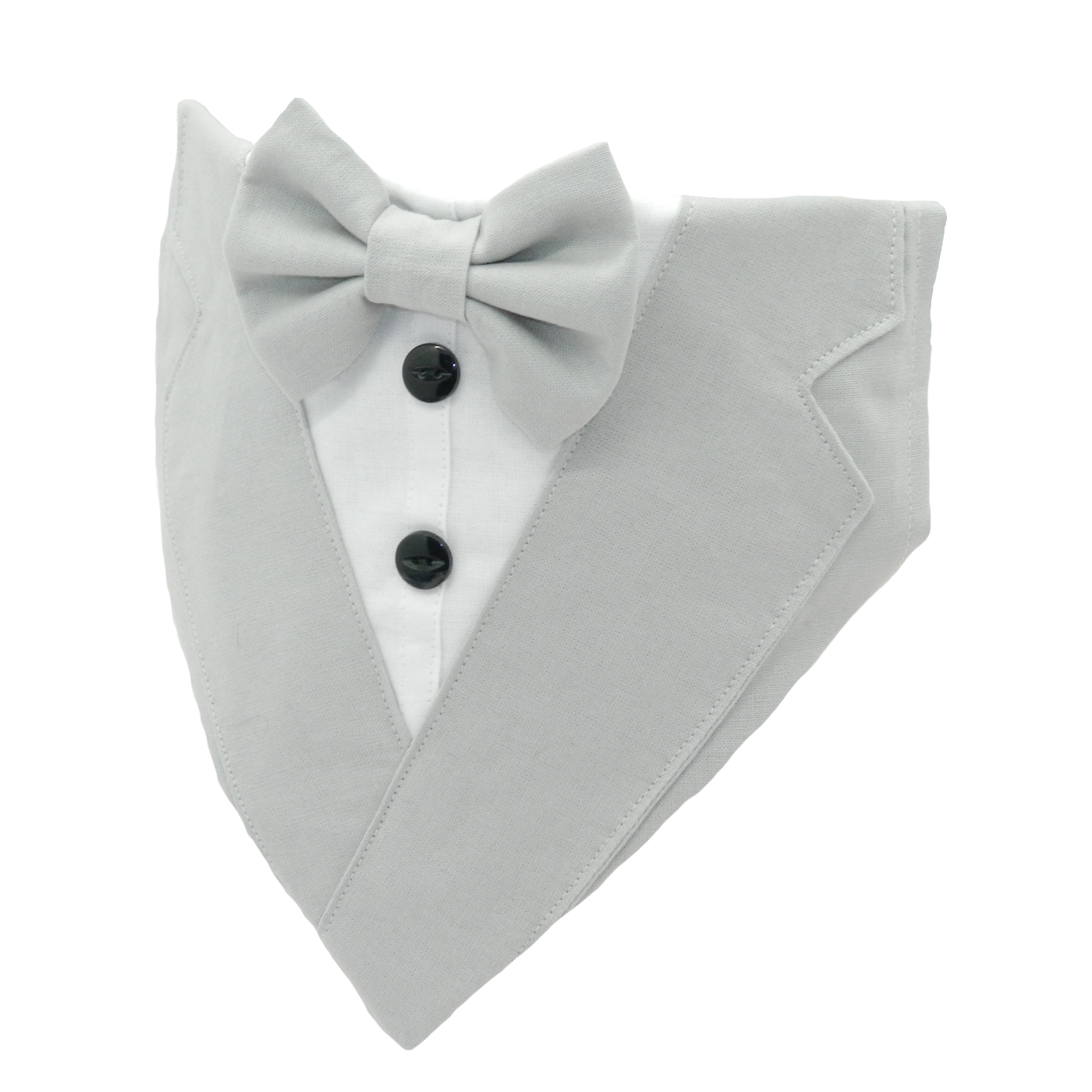 Silver Grey Wedding Tuxedo with Shirt and Bow Tie Dog Bandana