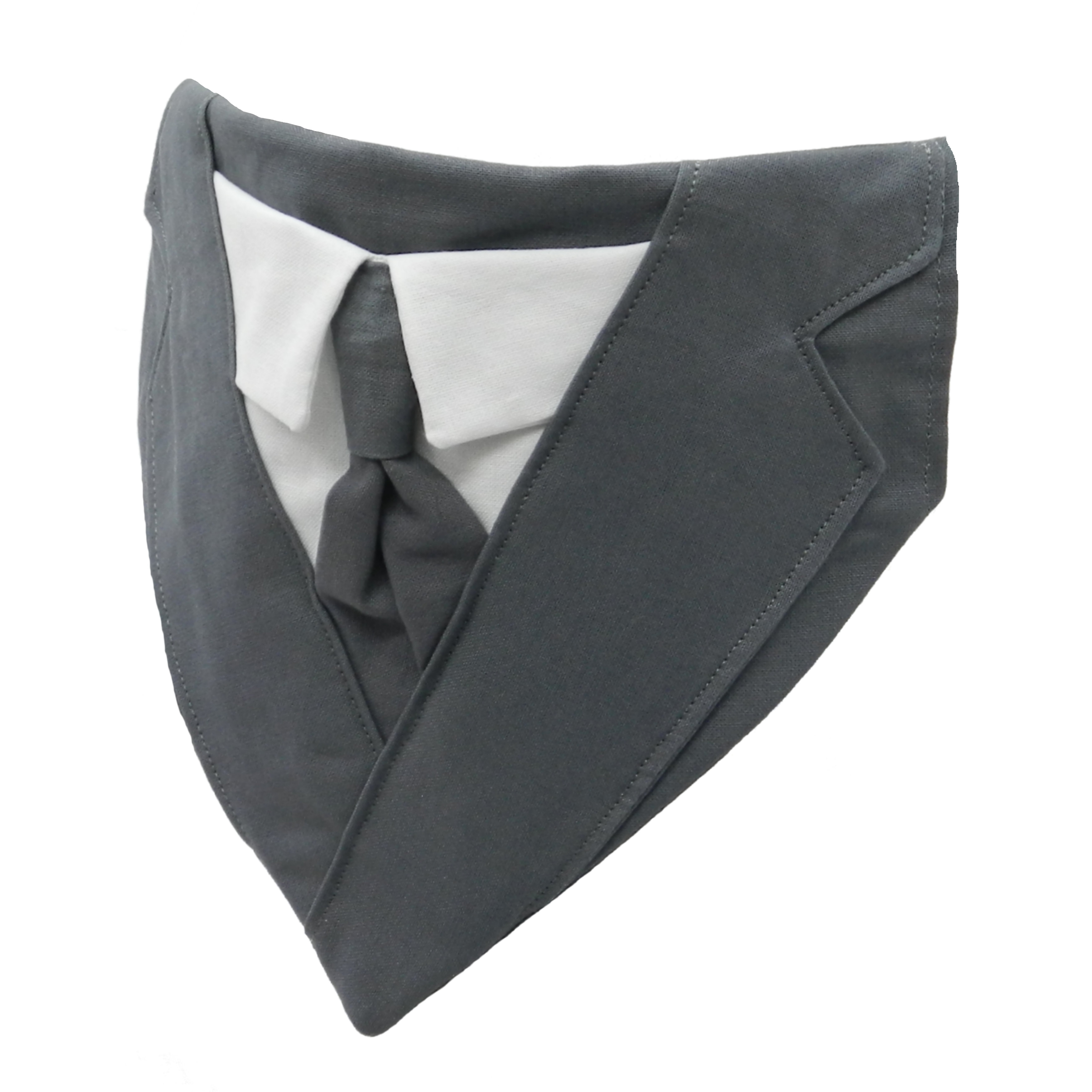 Wedding Dark Grey Suit with Shirt and Tie Dog Bandana